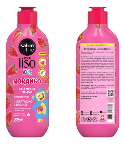 Shampoo 300ml + Condicionador 200ml Kids Morango Salon Line