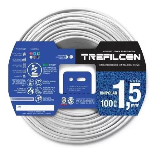 Cable Unipolar Trefilcon 1.5mm Normalizado 100 M Blanco C