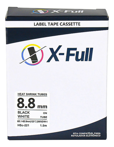 3x Fita Termoretrátil X-full P/uso Brother Tze-hs-221 Hse221 Cor Branca Com Escrito Preto