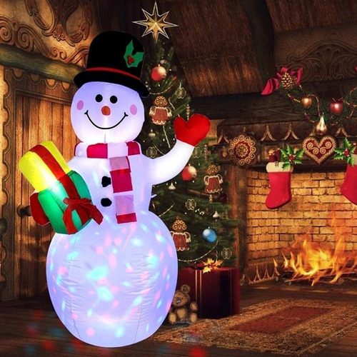 . 2024 Decoración Navideña Nieve Inflable Happy Light Led