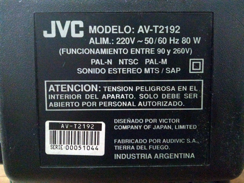 Tv Jvc Modelo Av-t2192 (a Reparar)