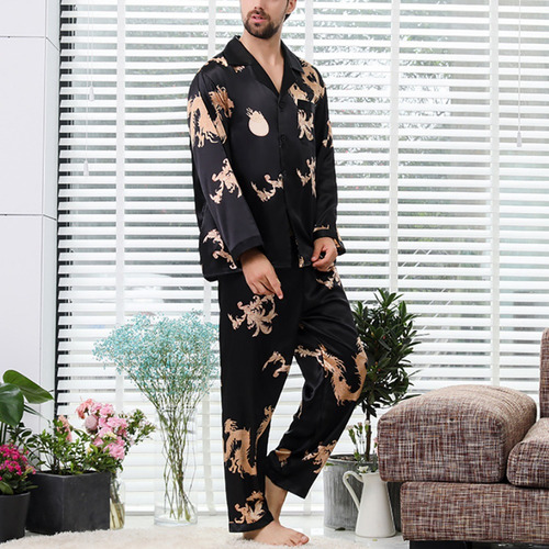 Conjunto De Pijama De Pareja De Imitación De Seda Para Hombr