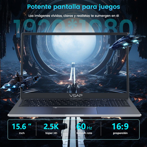 Laptop VSAP VNJH-1502-1 I7 10750h Notebook 16gb Ram 512gb Ssd 15.6in Win 11 Color Gris
