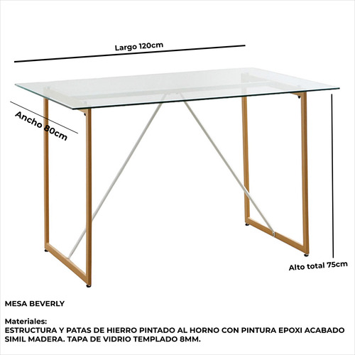 Juego Comedor Mesa Vidrio Beverly + 4 Sillas Eames Poliprop Color Blanco