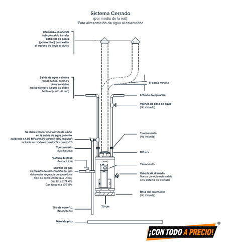 Calentador De Paso Calorex Poderus 06 Gas Lp 1 Serv Rap Recu