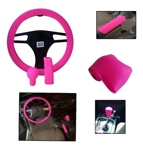 Kit Forro Volante Palanca Y Freno De Mano De Silicon Fucsia