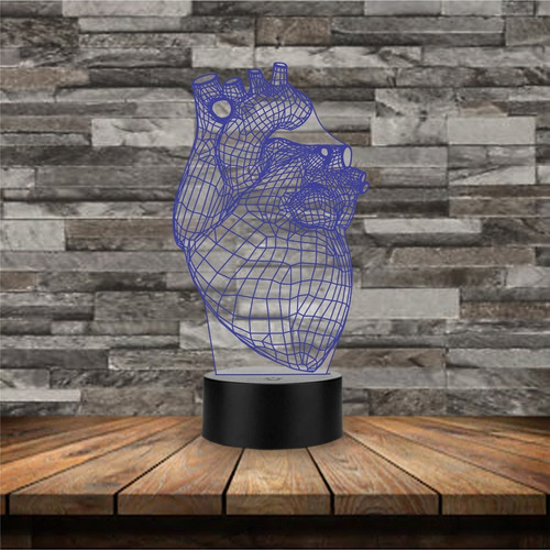 Imagen 4 de 8 de Lámpara Decorativa Led 3d Corazón Anatómico Regalo Art1134