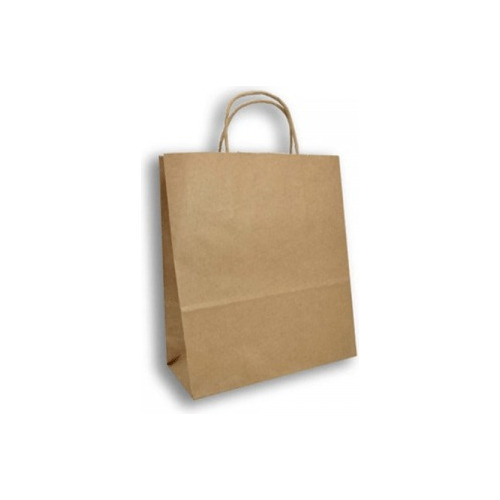 Bolsa Ecológica Manija Trenzada 25cmx13cmx33cm  Kraft 50 Uds