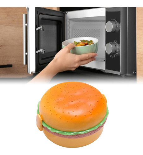 // Bento Caixa De Hambúrguer Em Forma De Microondas Redondo