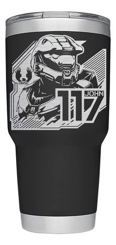Termo Vaso Térmico 900 Ml Halo Master Chief Acero Inoxidable Negro Halo. Mod. 2