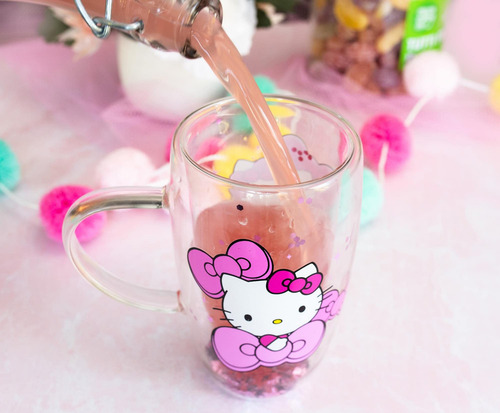 Taza De Cristal Sanrio Hello Kitty Bows And Stars Confeti, 4