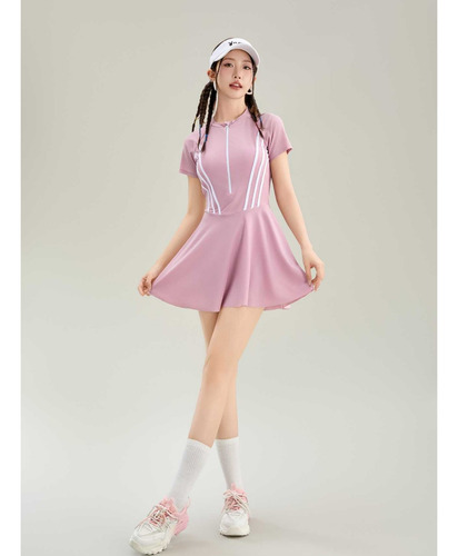 Traje De Baño Para Mujer, Falda De Una Sola Pieza, Manga Cor