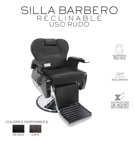 Sillón Silla Barbero Barbería Estética Peluquería Neumático Reclinable Color Negro