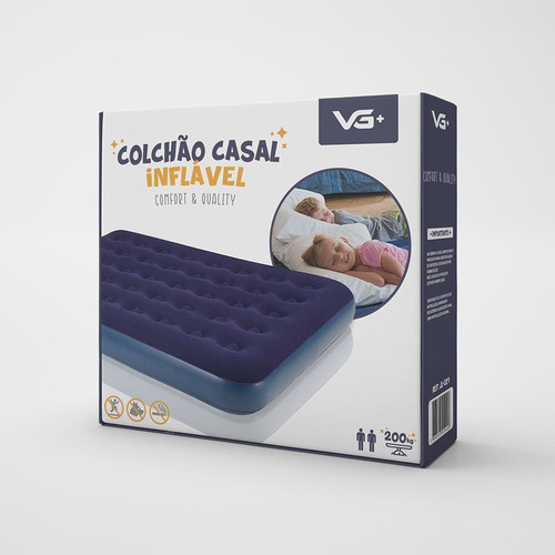 Colchão Casal Inflável + Bomba Ar + 2 Travesseiros Vg Plus