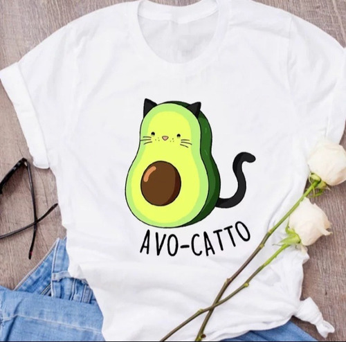 Hermosa Polera Estampado Aguacate-palta, Poliester Suave 