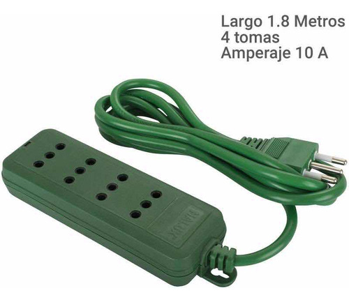 Alargador 4 Tomas 1,8 M Verde Halux
