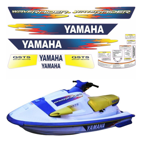 Kit Adesivo Jet Ski Para Yamaha Wave Raider 14816 Cor Amarelo/azul