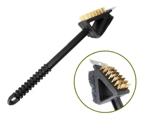 Imagen 2 de 9 de Cepillo Limpia Parrilla Acero 3en1 Acero Oferta