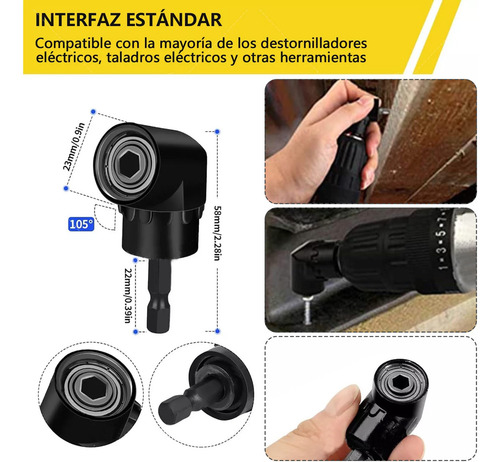 Hapemein® 33pc Juego Brocas Extensión Y Adaptador Taladro Angular 105°