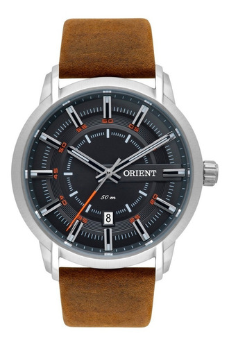 Relógio Orient Masculino Mbsc1028 G1nx Grafite Couro Marrom