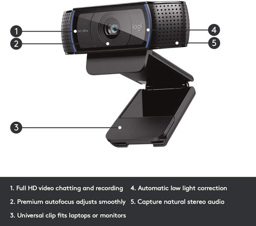 Imagen 6 de 6 de Webcam Logitech C920 Camara 15mp 1080p Fhd 30fps Microfono
