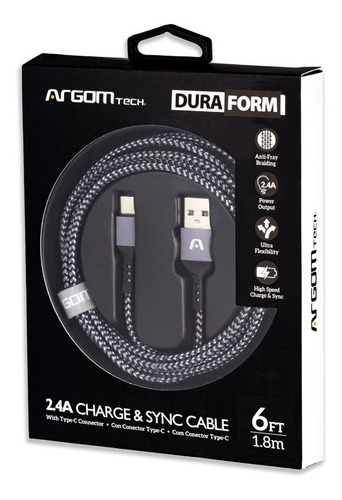 Cable Tipo C A Usb 2.0 Dura Form Trenzado Argom *itech