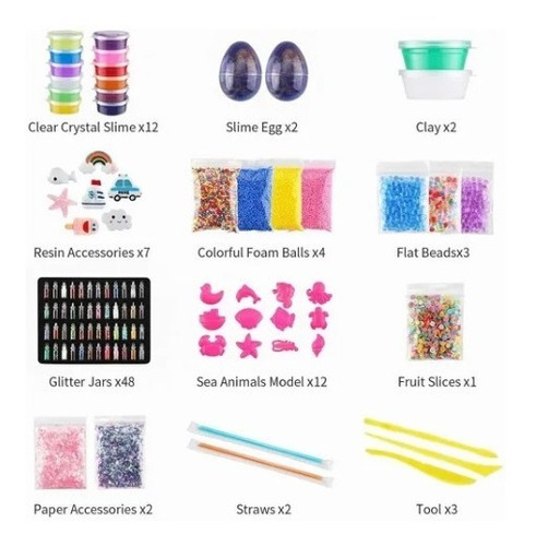 Imagen 3 de 3 de Set Slime Galaxy 55 Piezas, Eslime Kit Completo