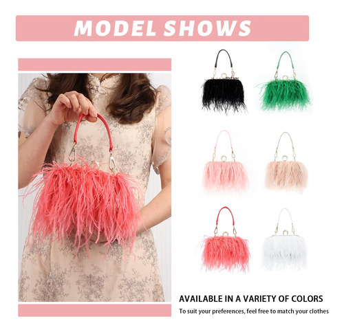 ¡kuang! Bolso De Mano De Noche Con Plumas De Avestruz Natura