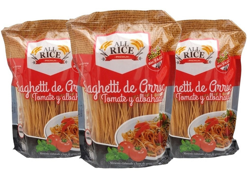 Fideos Spaghetti Sin Tacc Tomate Y Albahaca All Rice 300g X3