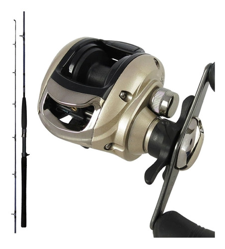 Kit Carretilha Elite 3000 Marine Sports Vara 10kg Pesca Top
