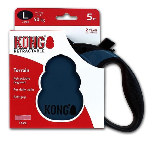 Guia Retrátil Kong Terrain G Azul P/ Cães Até 50kg 5m