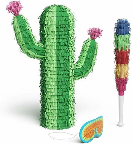 Cactus Piñata Bundle Con Una Venda Y Bat - Real Gran Tamaño 