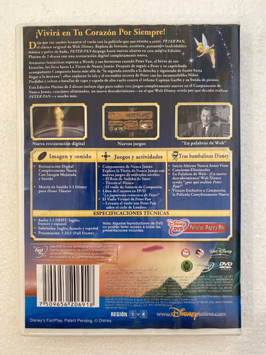 Dvd Peter Pan Walt Disney Los Clasicos Edicion De Coleccion (Usado)