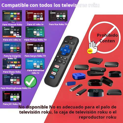 Control Compatible Con Tcl Roku Tv Smart Pantalla Directo