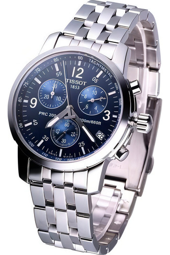 Relógio Tissot Prc 200 Aço Inox Prateado Com Fundo Azul 42mm Quartzo