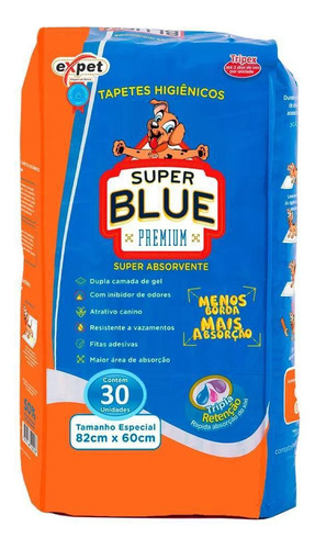 Tapete Higiênico Expet Super Blue Premium Para Cães 30 Und