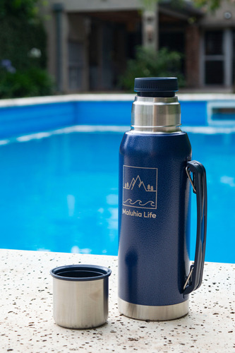 Maluhia Life Acero Inoxidable Termo Acero Inox. 1L con Cebador Pico 1L azul-escuro