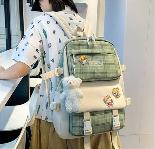 A 1 Set 5 Mochila Bolsas Escolar Estudiante Lapicera Tote Lona