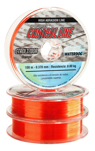 Nylon Tanza Waterdog Control Line 0.235mm 100mts 3,45kg Color Naranja