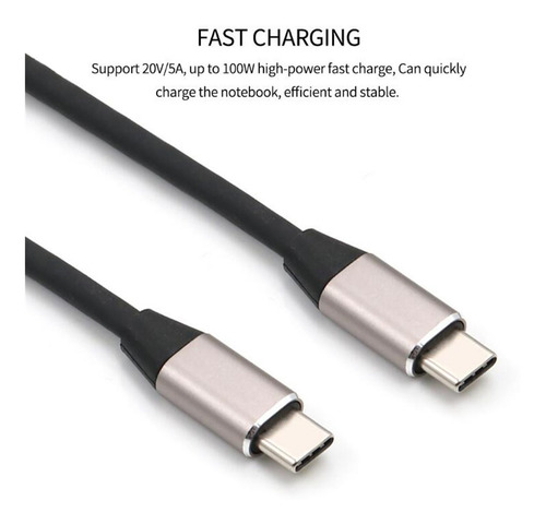 Imagen 2 de 8 de Cable 2 Metros Usb C Thunderbolt 3 100w 4k 60ghz 10gbps