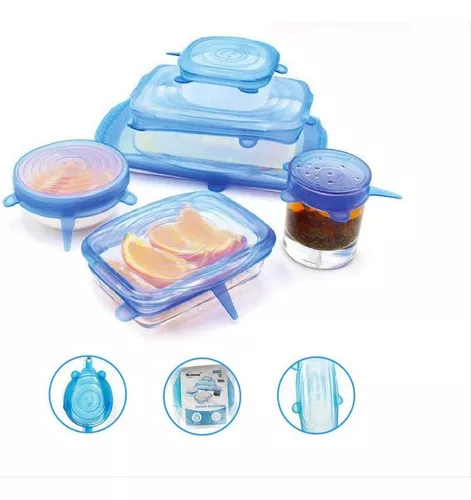 Tapas Tupper Silicona Adaptable Reutilizable 6 Ud Bpa Free