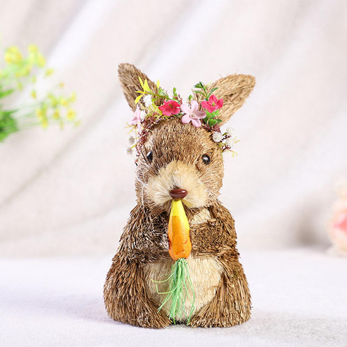 Bh Compatible Estatuilla De Paja Conejo De Pascua Escultura