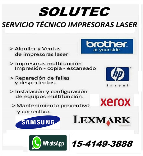 Reparacion Servicio Tecnico Impresora Laser Hp Brother Xerox