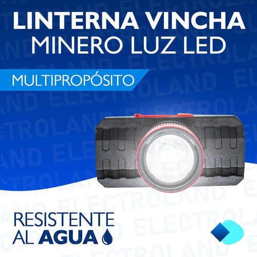 Imagen 3 de 10 de Linterna Minera Camping Vincha 3 Modos De Luz Led Recargable