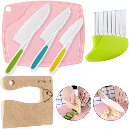 ONUPGO Cuchillos para niños Juego de cuchillos de cocina de nailon de 6  piezas: Juego de cuchillos de plástico para niños Cuchillos de cocina