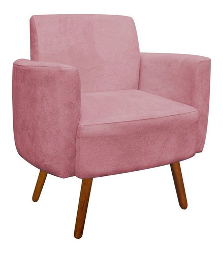 Poltrona Decorativa Agatha Braços Curvo Suede - D'rossi Cor Rose