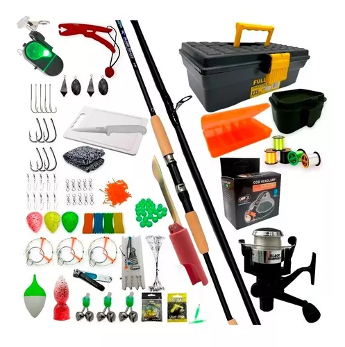 Kit Pesca X 174 Pza. Caña Reel +accesorios El Mas Completo C