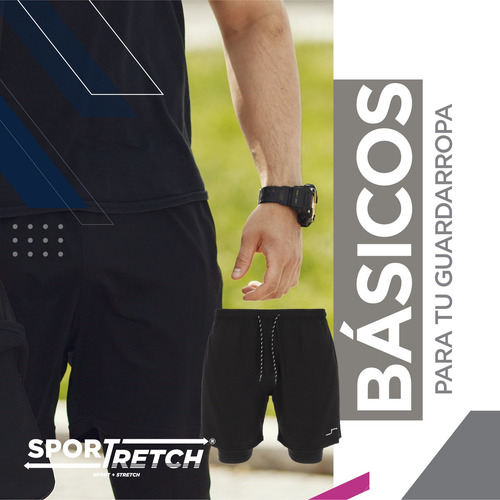 Short Deportivo Stretch Para Hombre Con Licra Entrenamiento