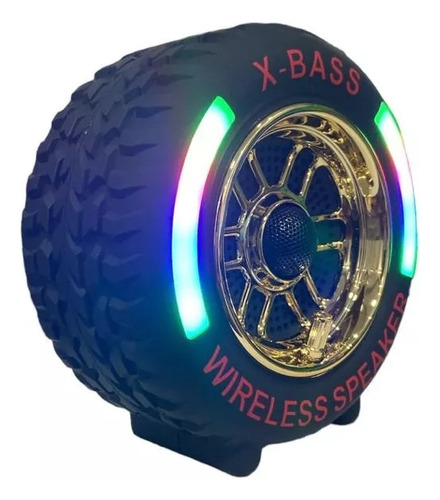 Caixa De Som Roda Pneu X-bass 20w Com Led Rgb Cor Vermelho