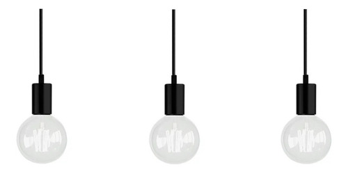 Lampara Colgante Moderno 3 Luces Negro 10cm Led E27 Vg